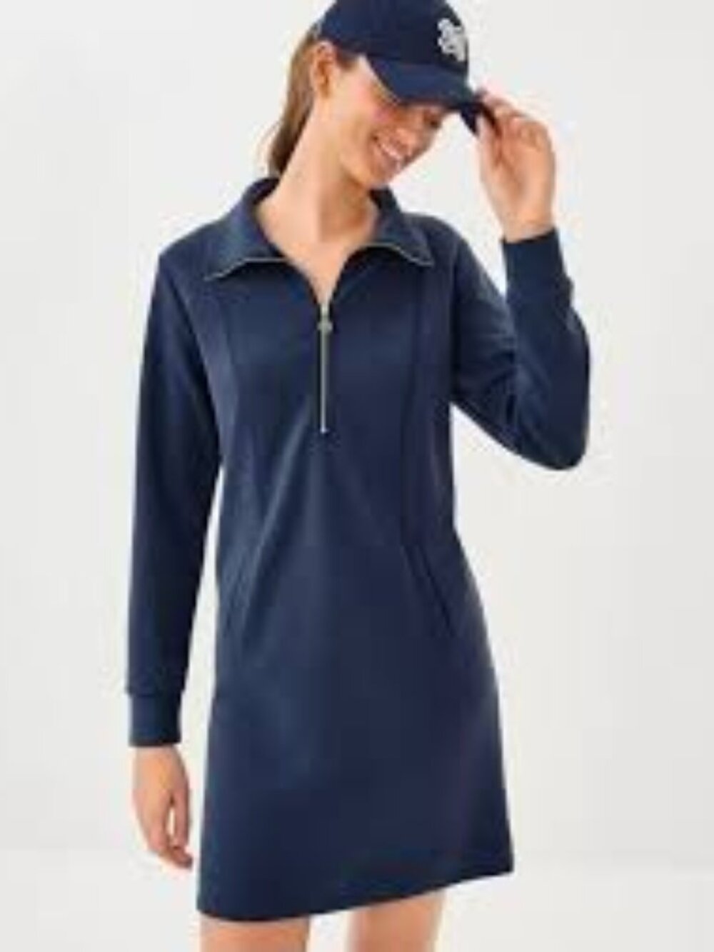 LILLY PULITZER Eleni UPF 50+ Dress Low Tide Navy Blue Preppy Coastal Size XS